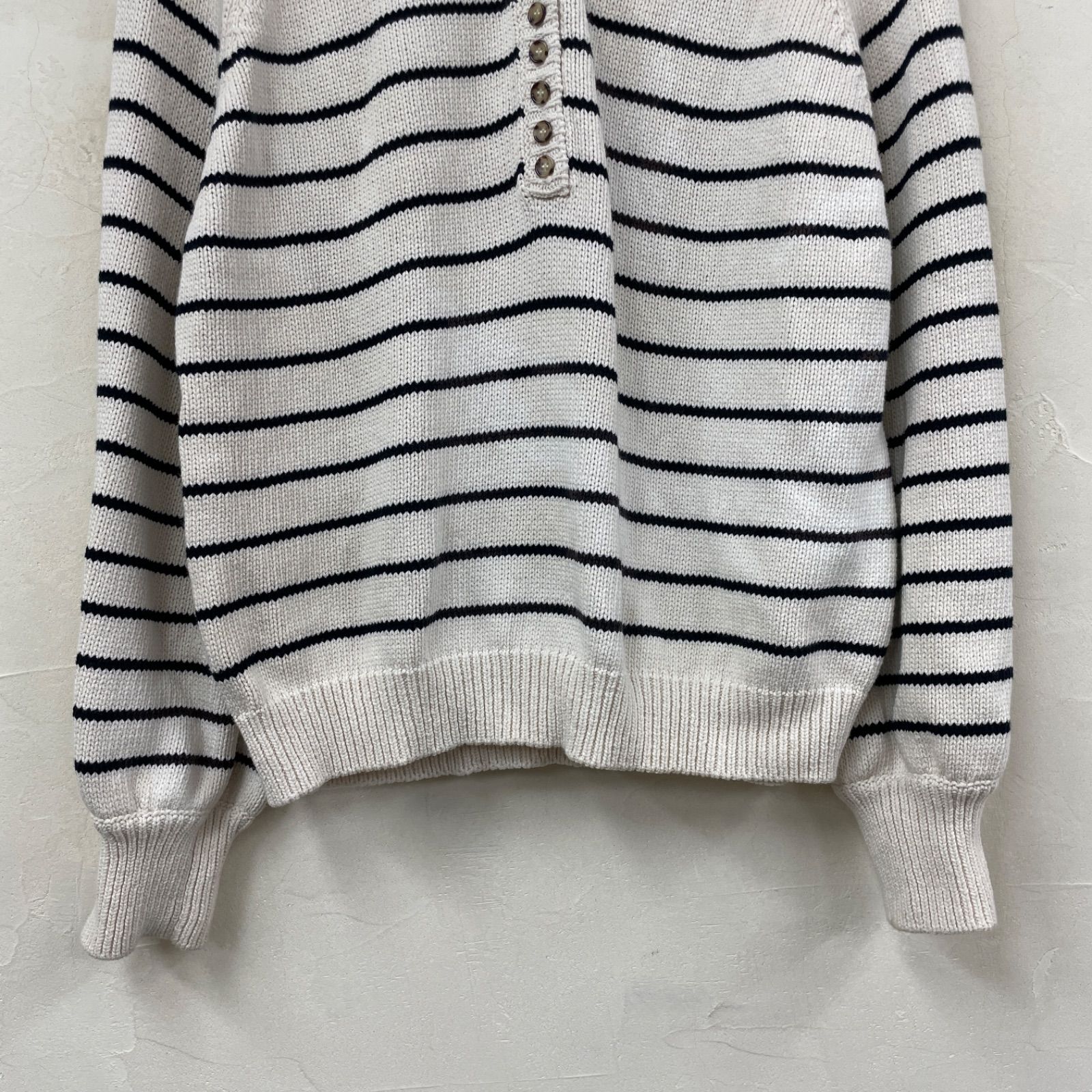 SEZANE セザンヌ イタリア製 ボーダーコットンニット ハーフボタン