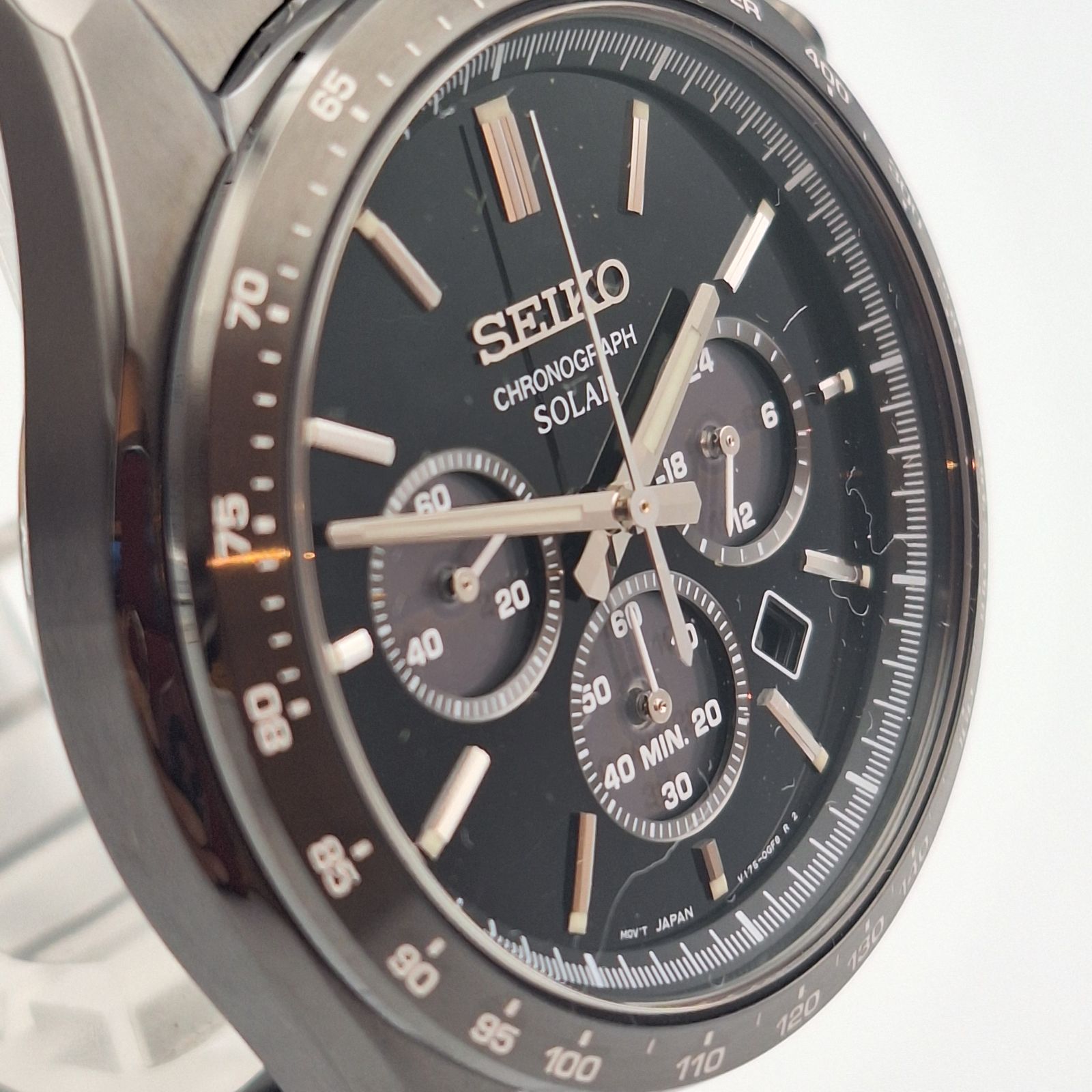 SEIKO V175-0FA0 ソーラー クロノグラフ ブラック セイコー