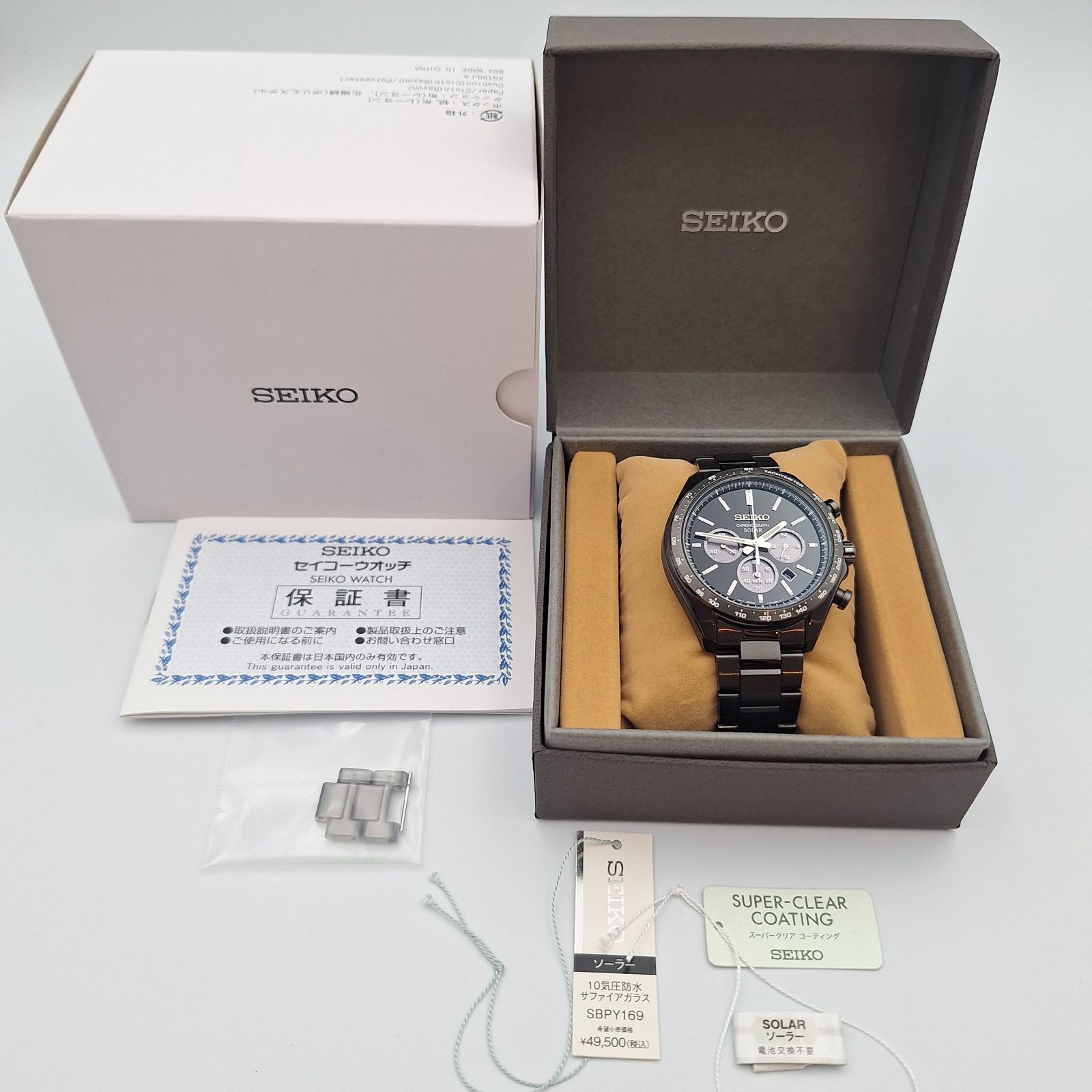 【美品】SEIKO セイコー ソーラー クロノグラフ V175-0FA0 稼働品 SEIKO V175-0FA0 ソーラー クロノグラフ ブラック セイコー