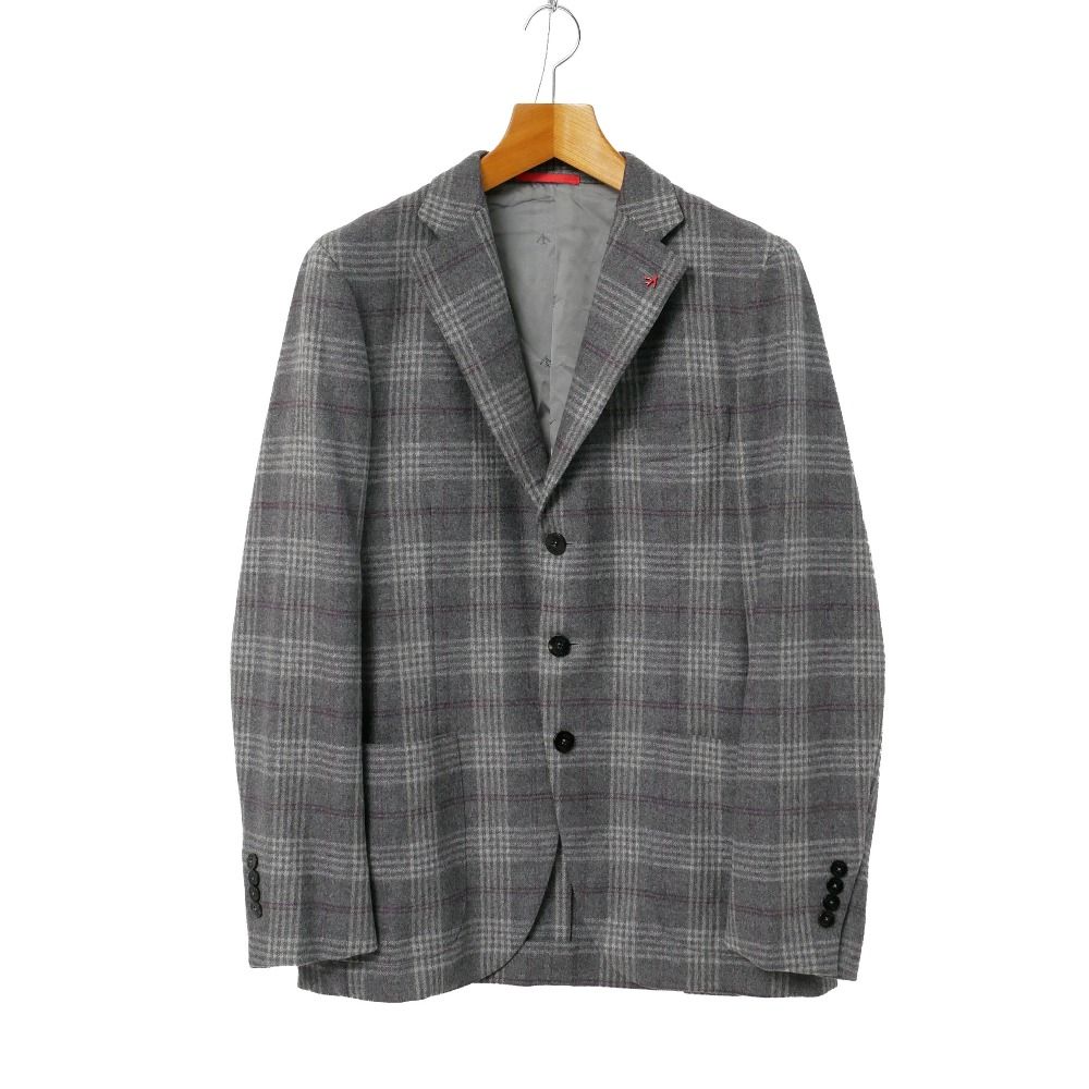 ISAIA テーラードジャケット SAILOR チェック シルク グレー 44 □美品□ISAIA × UNITED ARROWS イザイア × ユナイテッドアローズ