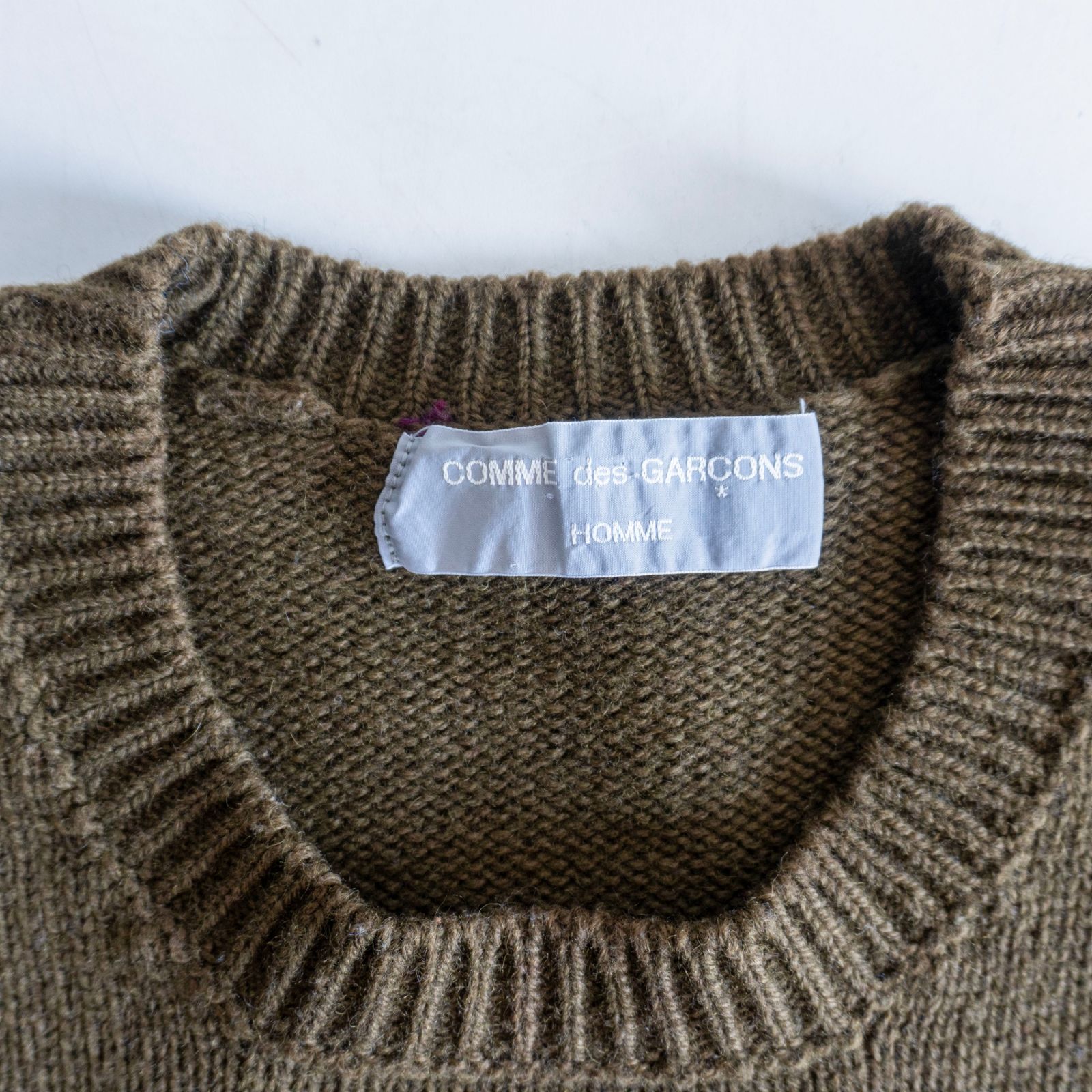 80S】COMME des GARCONS HOMME 【80年代 クルーネック ニット】 カーキ