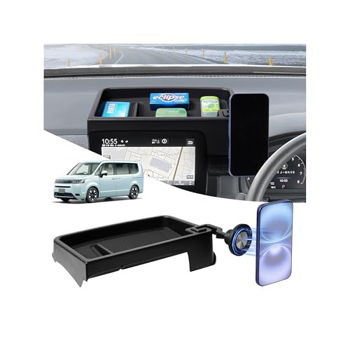 ホンダ 新型ステップワゴン ダッシュボードトレイ&マグネット スマホホルダー メタルリング付 多機種対応 rp8 rp7 rp6 仕切り 収納ボックス 小物入れ 2022年?現行 耐高温 ABS 滑り止め ゴムマット テープ固定 取説付き 装 26f94636