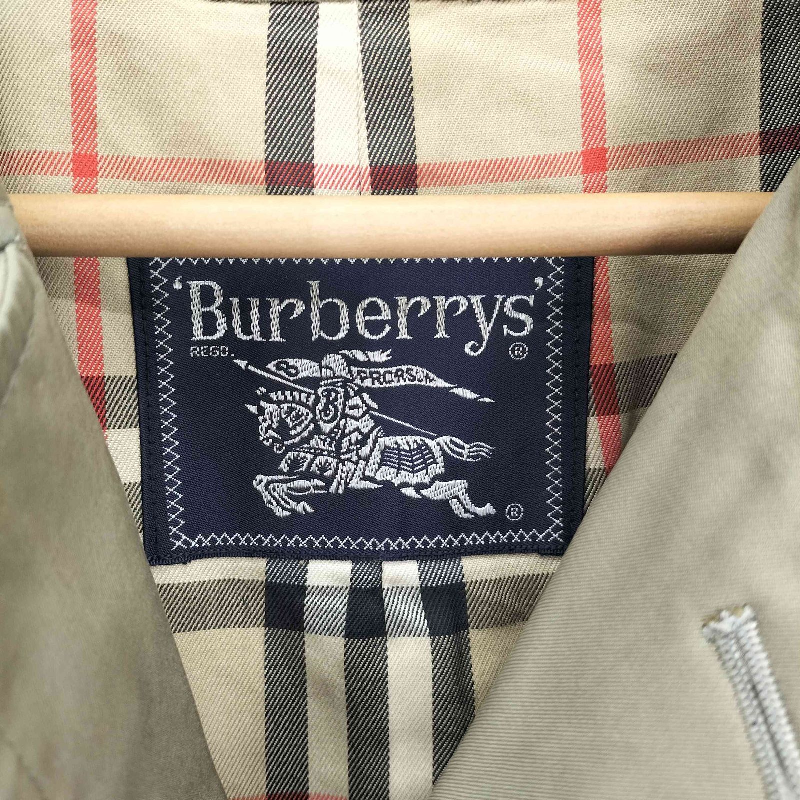 バーバリーズ BURBERRYS 80-90S 裏地ノバチェック柄 比翼 ステンカラー