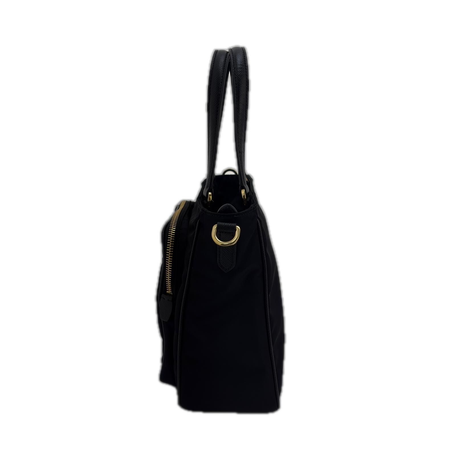 【極美品】プラダ 2wayバッグ 1BG308 サフィアーノ×テスートナイロン PRADA プラダ 2wayバッグ ブラック サフィアーノ 1BG308 トートバッグ