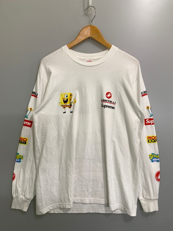 【中古品】 SUPREME シュプリーム × SPONGEBOB スポンジボブ CASTELLI RACING LS TEE 25S カステリ レーシング ロングスリーブ 長袖 Tシャツ メンズ トップス ロンT 【149-260720-em-48-min】