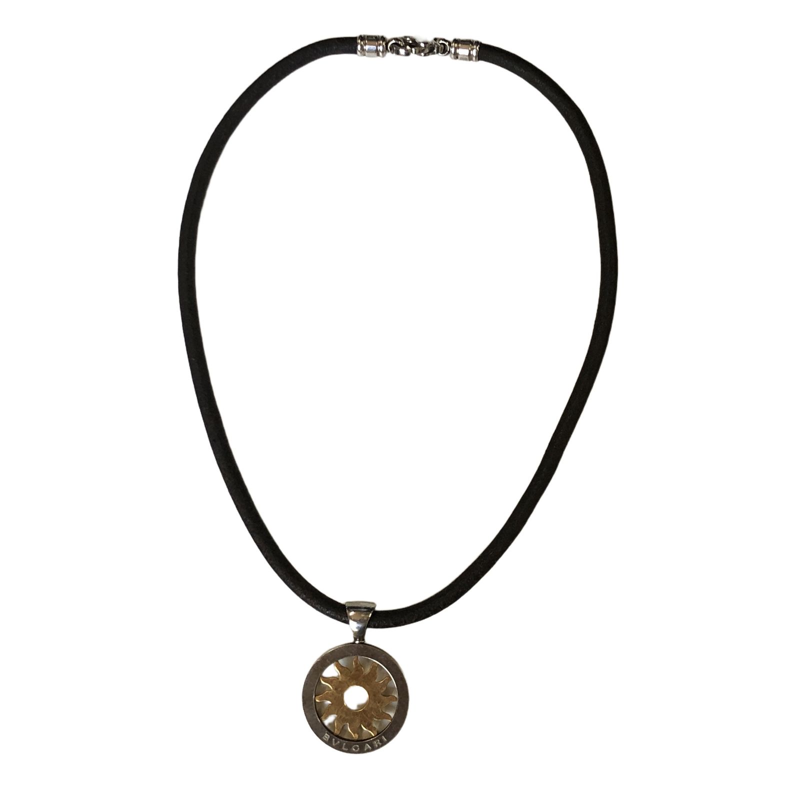 ブルガリ　K18　750　YG/SS チョーカー付き　ペンダント BVLGARI ブルガリ トンドサン ペンダントトップ 革チョーカー K18