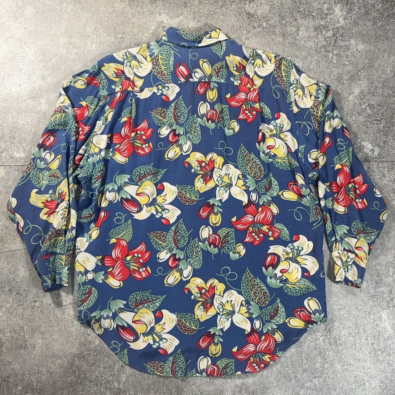 【希少】90s RALPH LAUREN イタリア製 花柄 長袖 アロハシャツ RALPH LAUREN ラルフローレン L/S レーヨンアロハシャツ 長袖シャツ