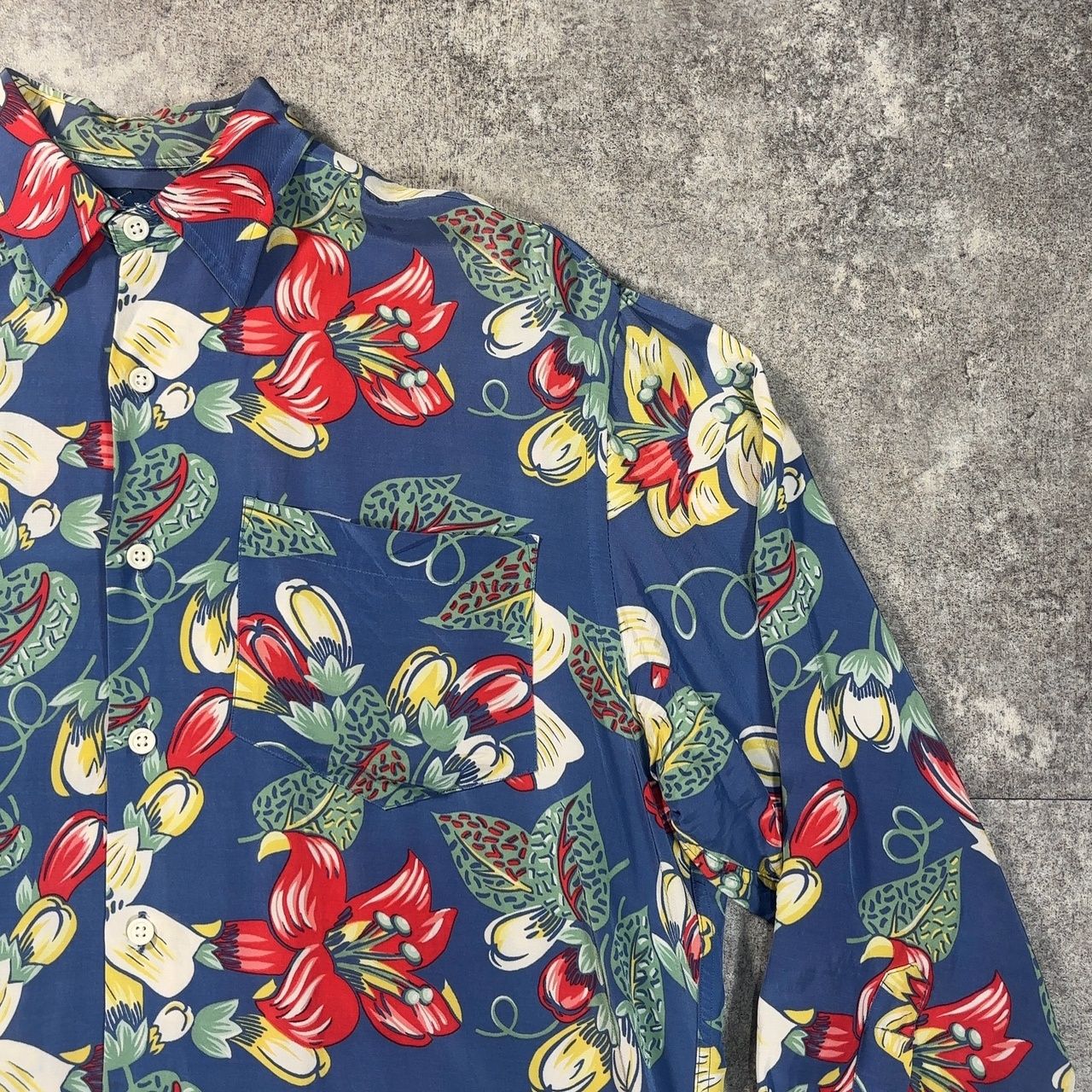 RALPH LAUREN ラルフローレン L/S レーヨンアロハシャツ 長袖シャツ