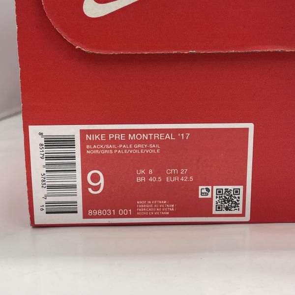 中古】NIKE PRE MONTREAL 17 Black Sail サイズ27cm 889031-001 黒×灰