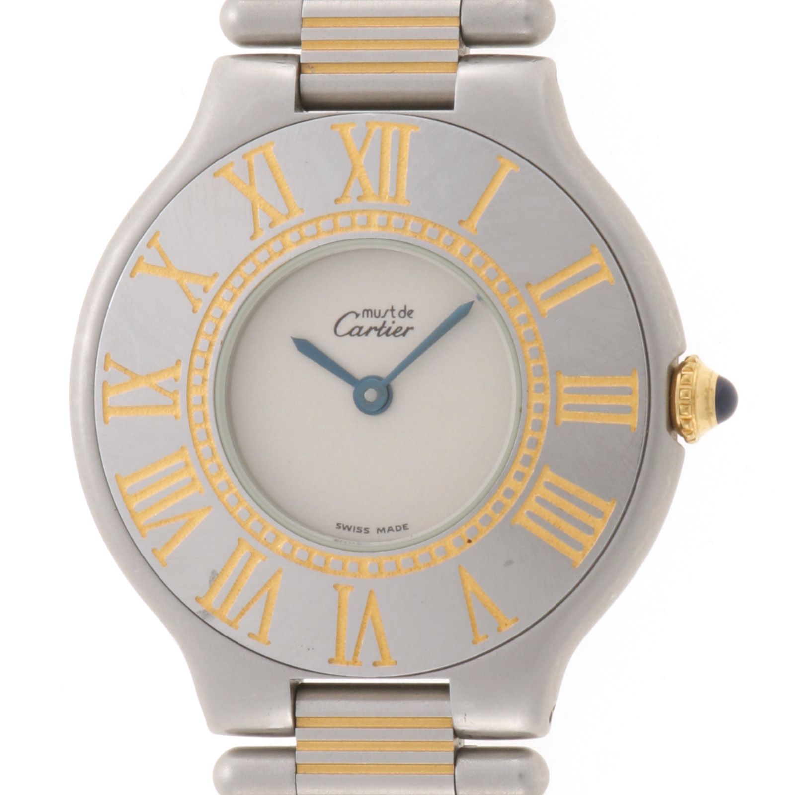 CARTIER カルティエ マスト21 ヴァンティアン LM 83090171 腕時計 GP SS ステンレススチール クオーツ アイボリー文字盤 レディース【中古】460