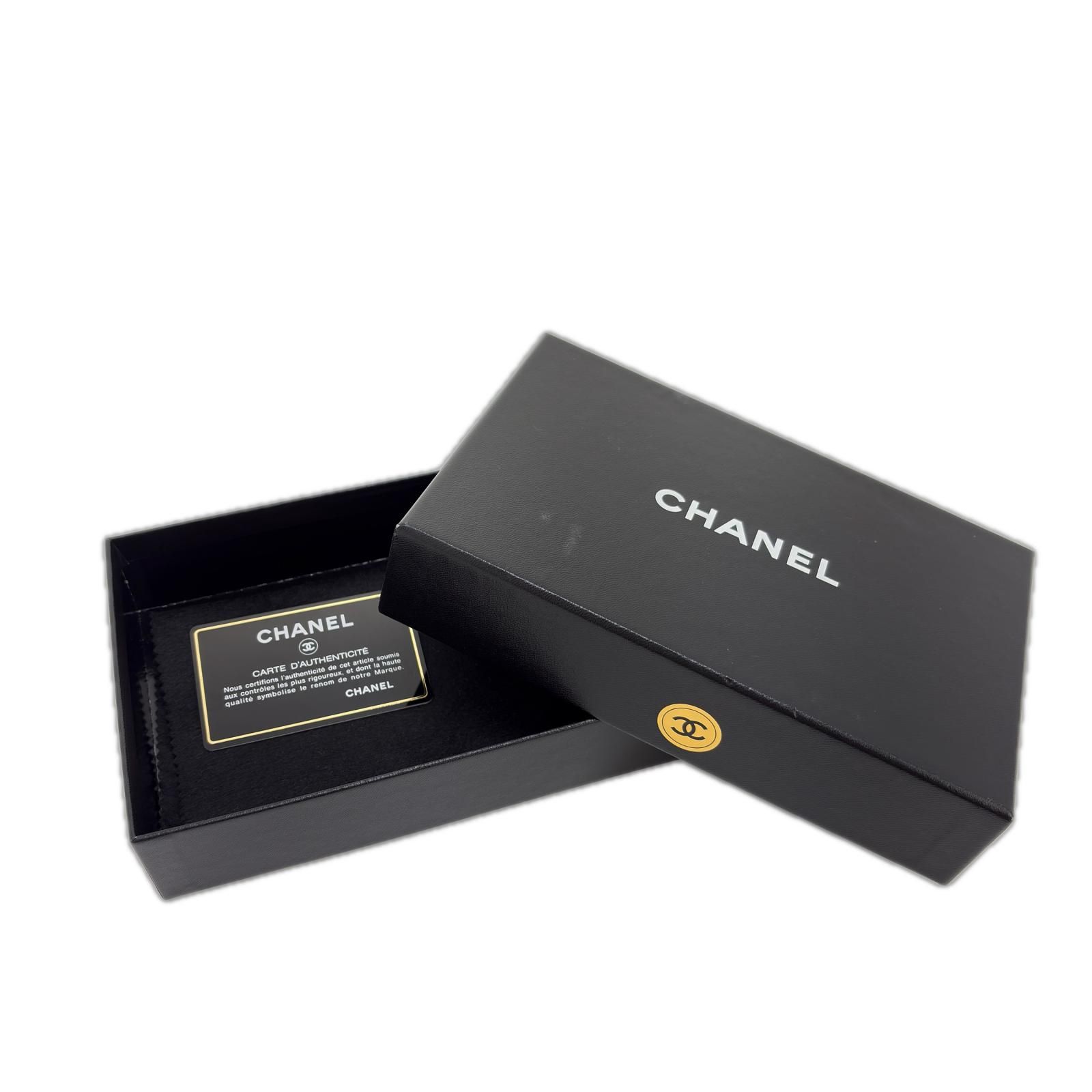 CHANEL シャネル カンボンライン 二つ折ZIP長財布 ブラック/ホワイト