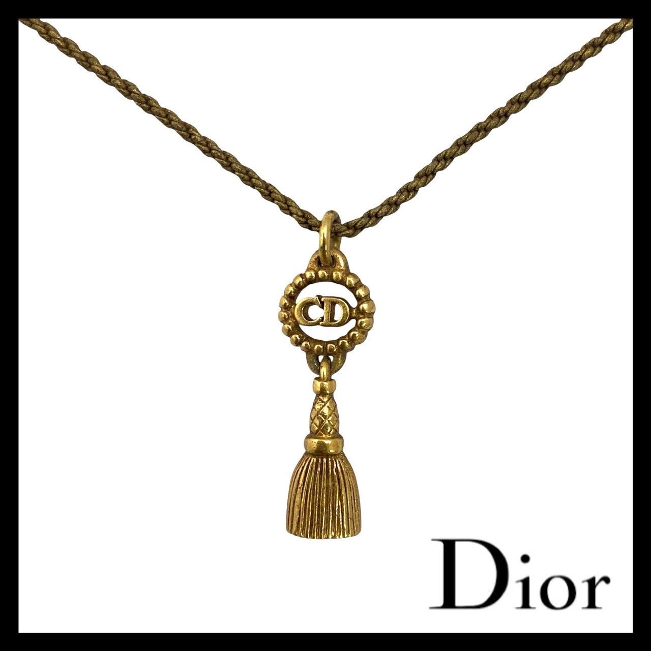 Dior】CDロゴ タッセル ネックレス ゴールド/金カラー フリンジ 