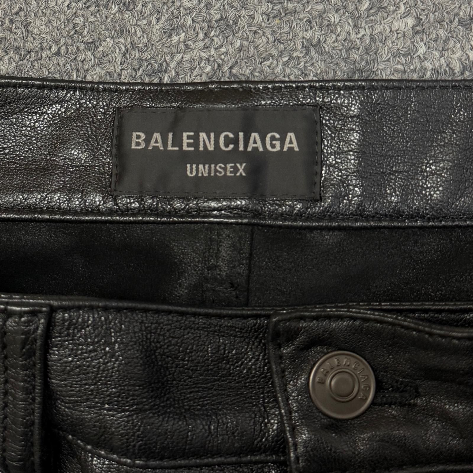 国内正規 BALENCIAGA レザーブーツカットパンツ レザーパンツ