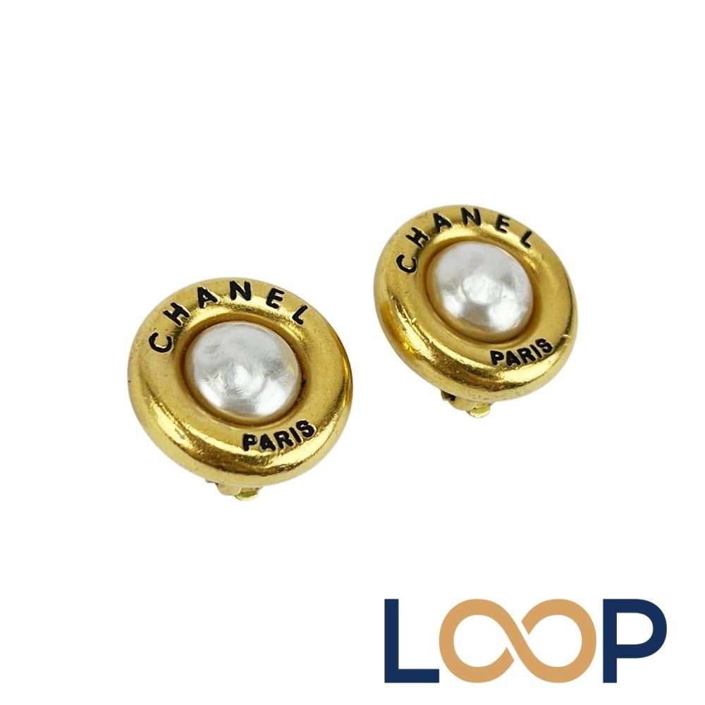 シャネル □中古□ ロゴ パール イヤリング アクセサリー フェイク
