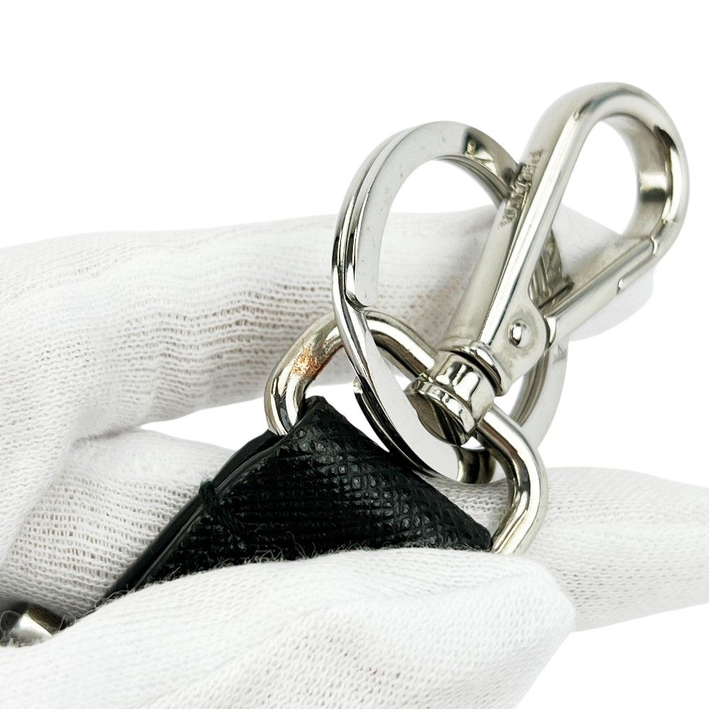 プラダ □中古□ トライアングル ロゴ キーリング キーホルダー