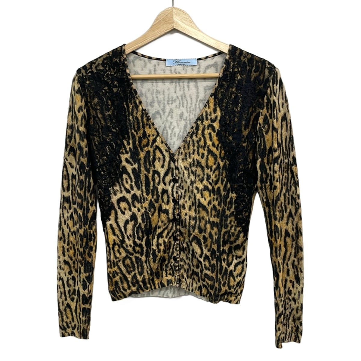 BLUGiRL BLUMARINE(ブルーガールブルマリン) カーディガン サイズI 40 レディース美品 - ベージュ×黒×ブラウン 長袖/レース/豹柄 6,956円