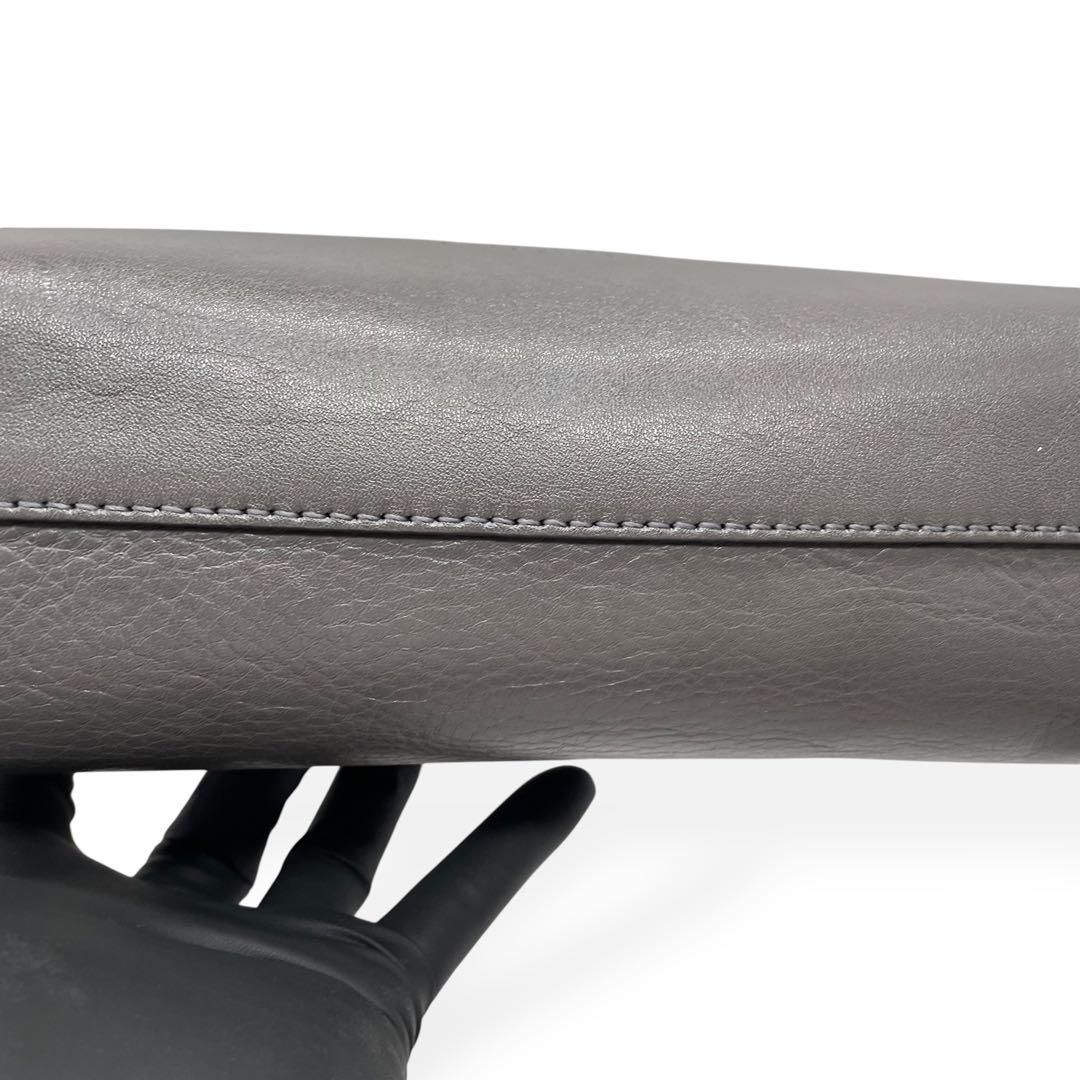 極美品 HIROFU ヒロフ エテルノ レザー ショルダーバッグ グレー シボ 