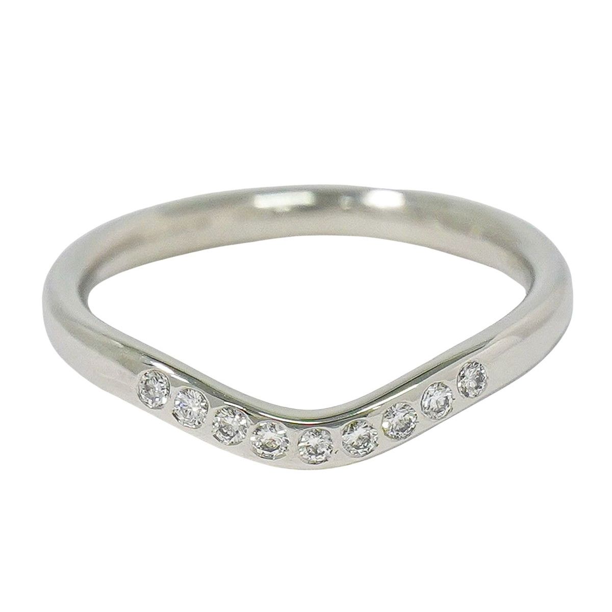 本物 ティファニー TIFFANY & Co. カーブドバンド ダイヤモンド PT950 リング 指輪 7号 プラチナ ジュエリー アクセサリー 中古・
