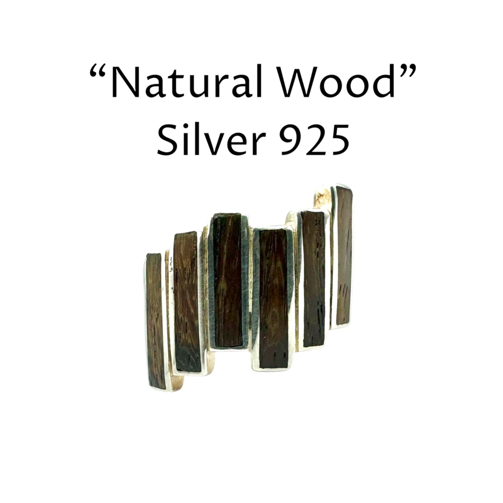 木の温もり】ウッドインレイ モダン Silver 925 刻印 Vintage Design