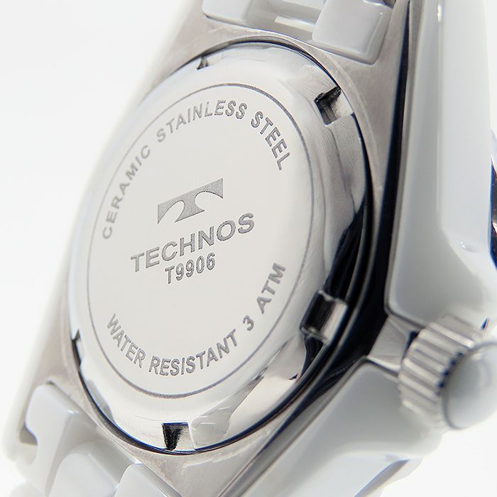 テクノス 】 腕時計 TECHNOS T9906 QZ 箱付 セラミック ホワイト 文字