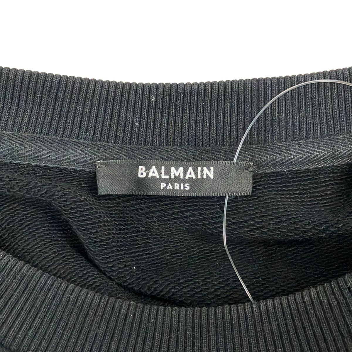 BALMAIN(バルマン) トレーナー サイズM メンズ - 黒×白 長袖 - メルカリ