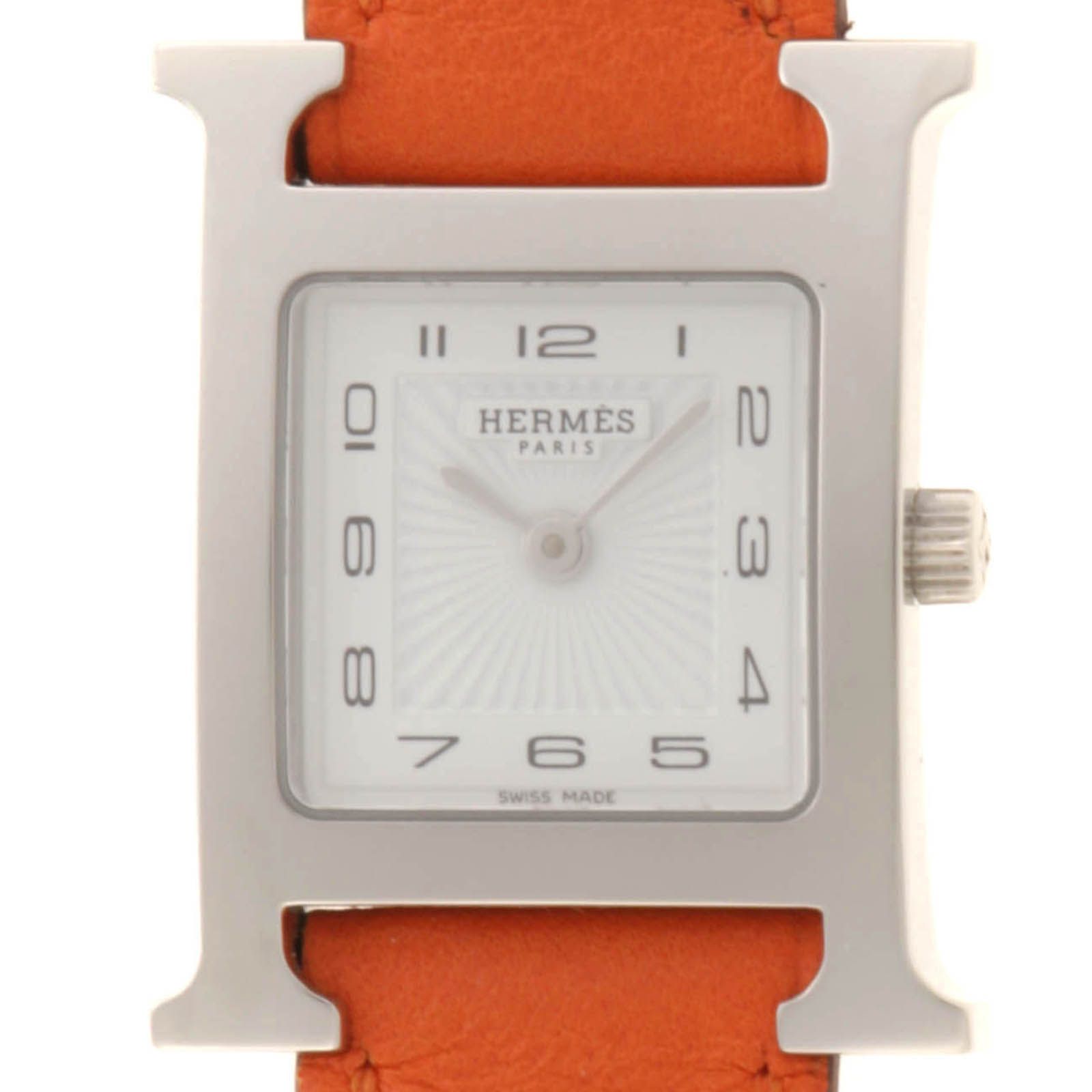 HERMES エルメス Hウォッチ オレンジベルト HH1.210 腕時計 ステンレス