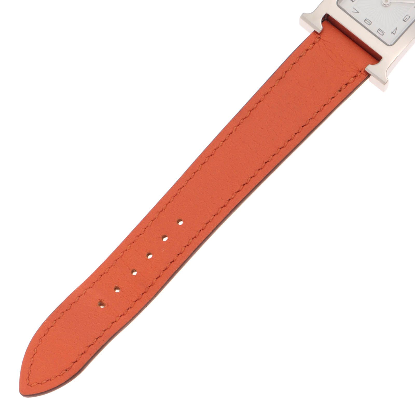 【エルメス 】Hウォッチ　オレンジ レザーベルト HERMES エルメス Hウォッチ オレンジベルト HH1.210 腕時計 ステンレス