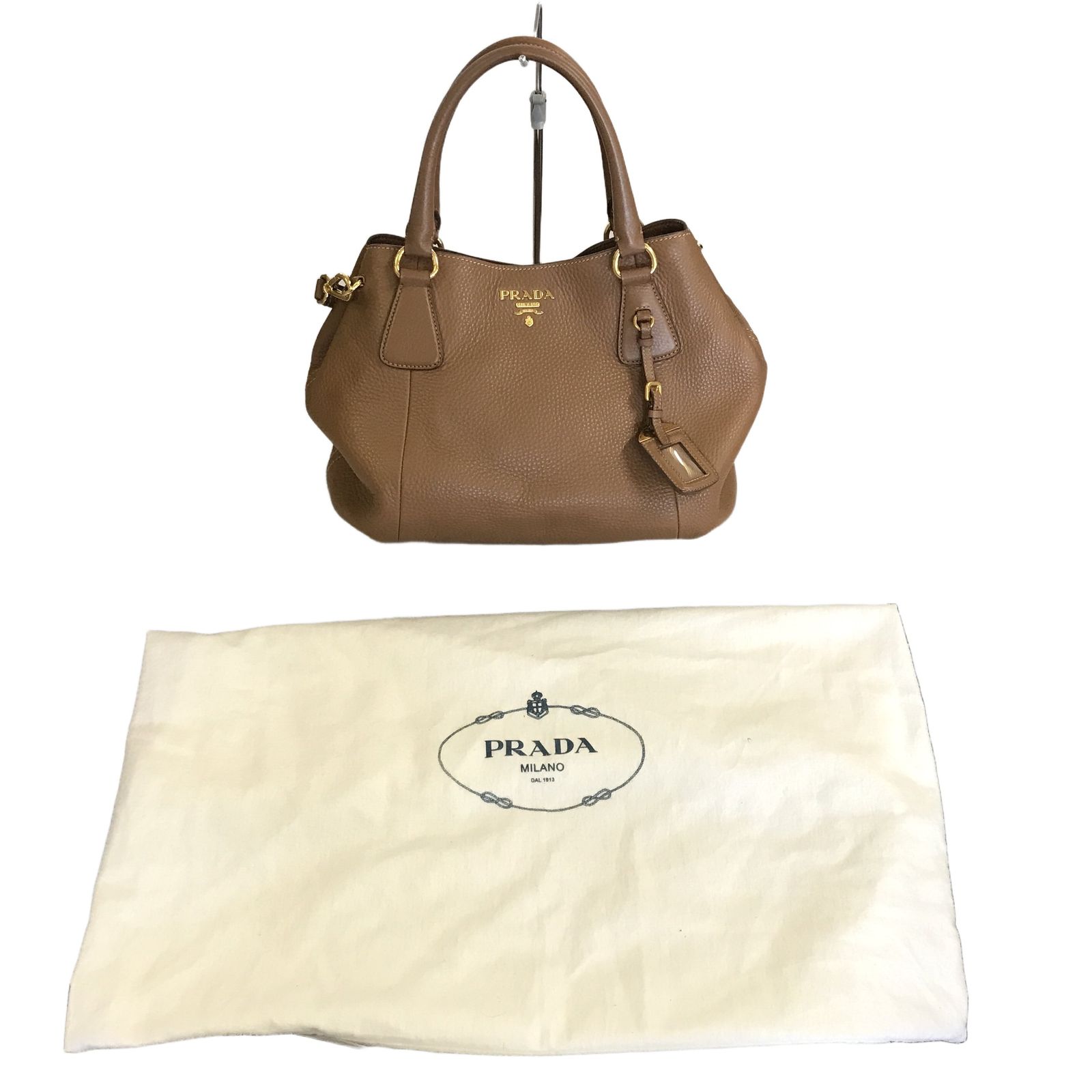プラダ PRADA レザー 2way ハンドバッグ ショルダーバッグ キャメル