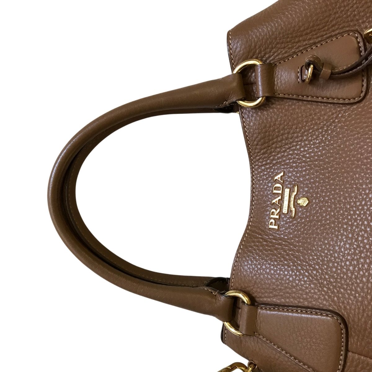 プラダ PRADA レザー 2way ハンドバッグ ショルダーバッグ キャメル