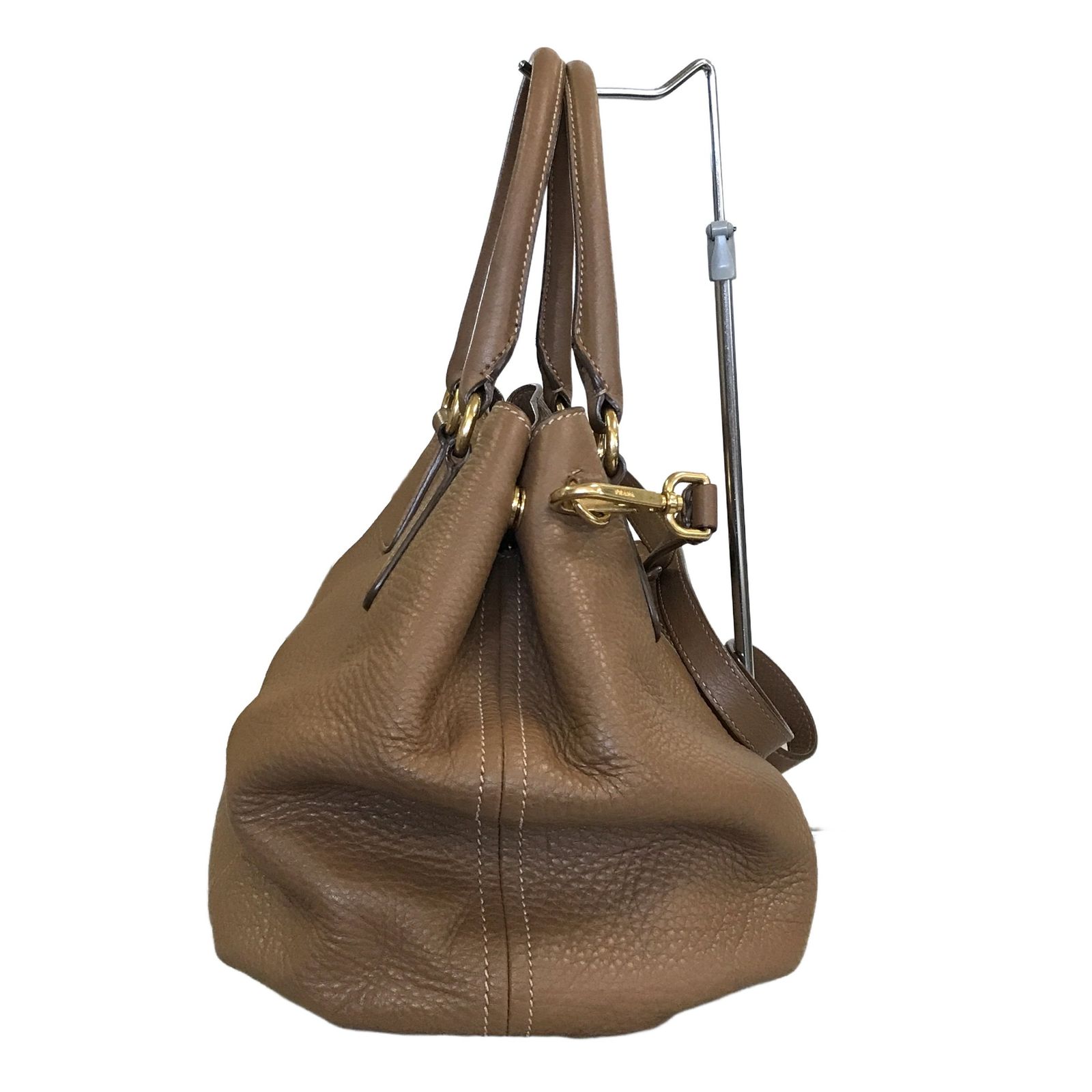 プラダ PRADA レザー 2way ハンドバッグ ショルダーバッグ キャメル