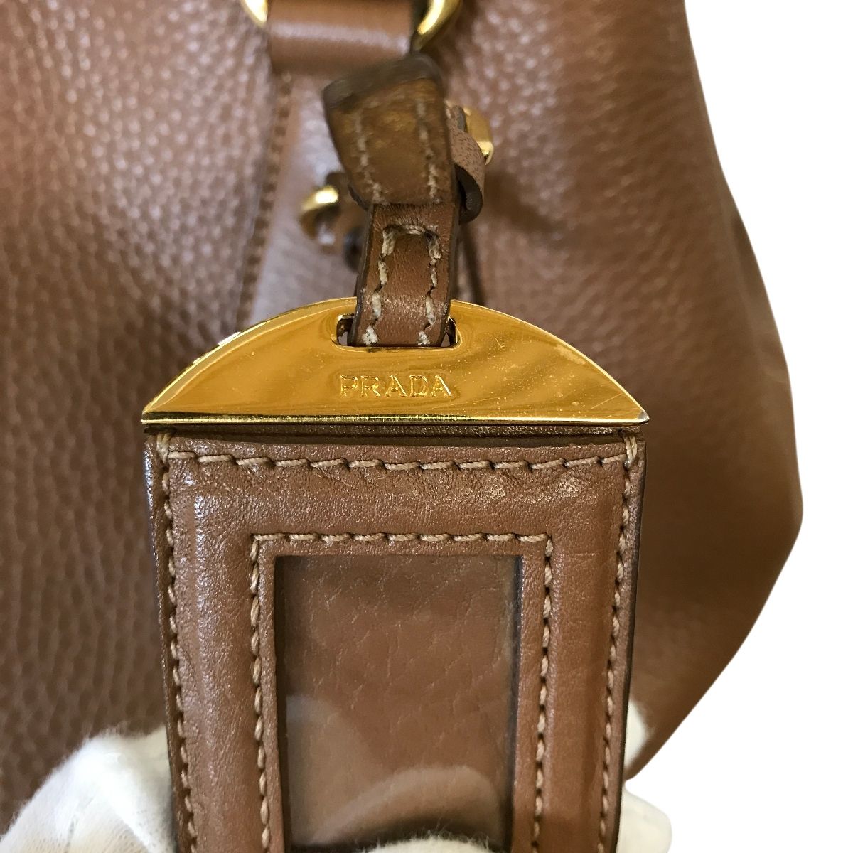 プラダ PRADA レザー 2way ハンドバッグ ショルダーバッグ キャメル