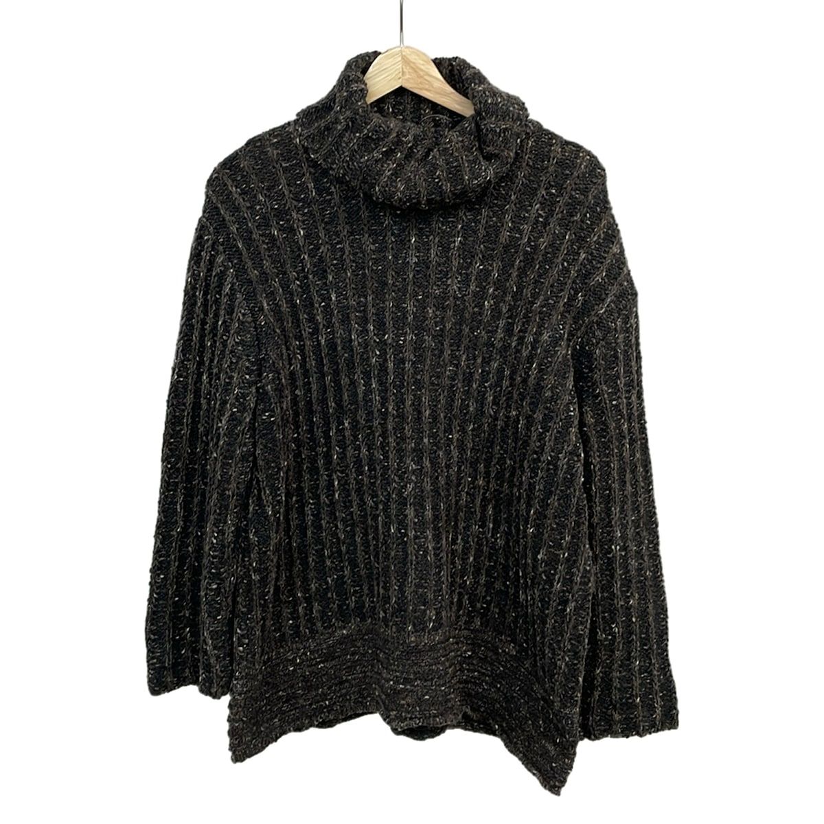 Max Mara(マックスマーラ) 長袖セーター サイズM レディース美品 - 黒×ダークブラウン×マルチ タートルネック/MM by Max Mara