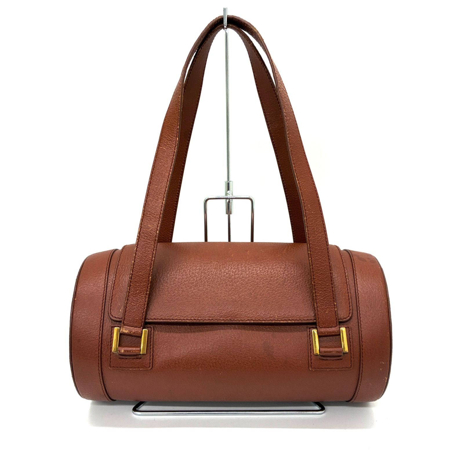 ◆BVLGARI◆ブルガリ ショルダーバッグ レザー ブラウン 筒形◆◆◆