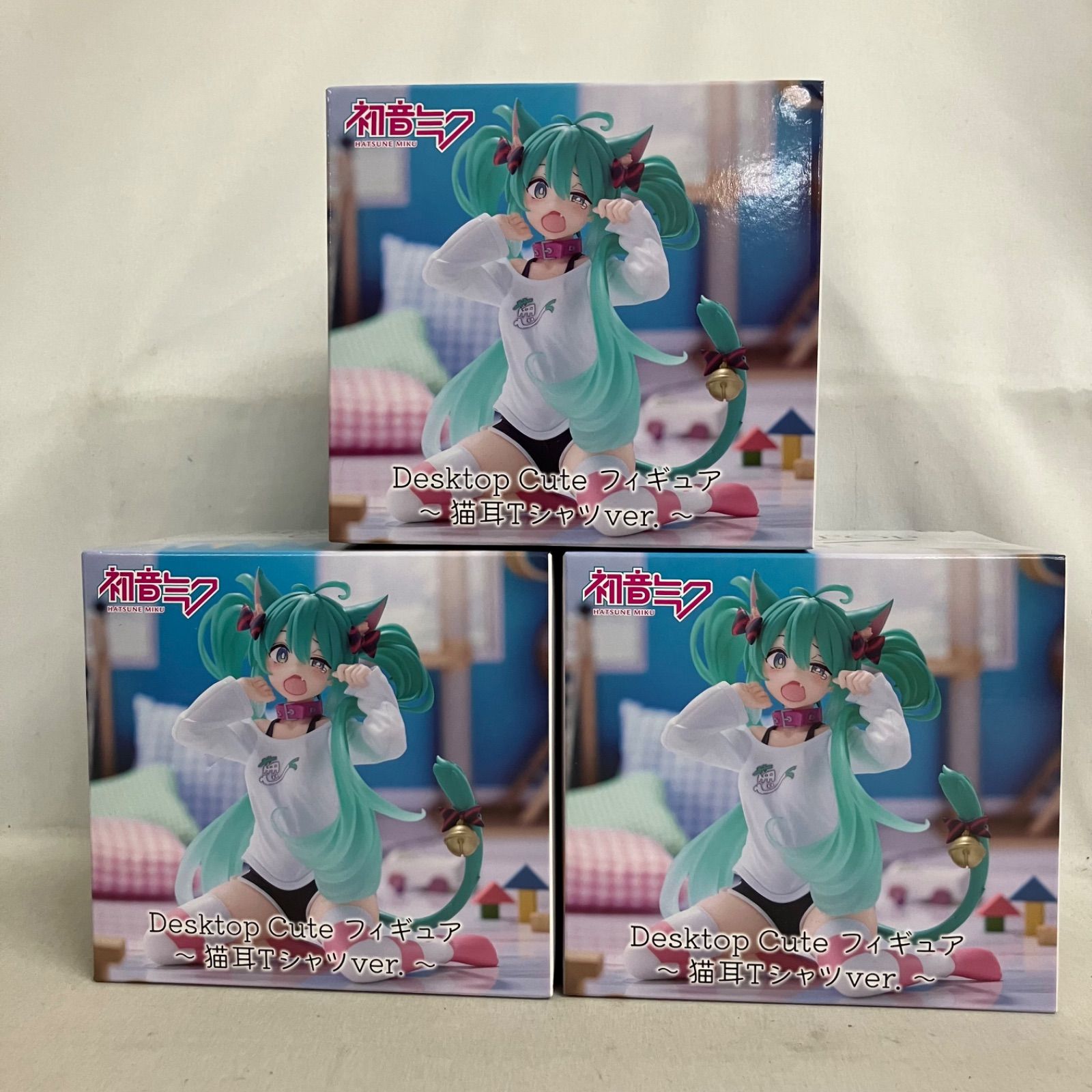 未開封 初音ミク Desktop Cute 初音ミク 猫耳Tシャツ フィギュア 3個