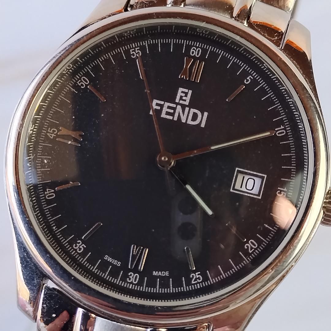電池新品】FENDI 210G 腕時計 メンズ クォーツ デイト QZ 稼働品 純正