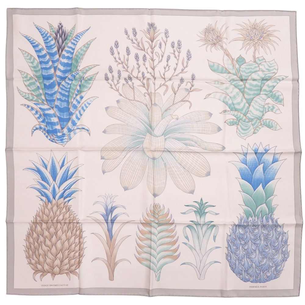 新品同様 エルメス カレ90 Index Bromeliaceae ブロメリアの目録