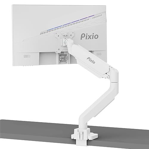 Pixio PS2S White モニターアーム 白 シングル 17-49インチ対応 耐荷重2-18kg クランプ グロメット ホワイト | white デュアル デュアルモニター 2画面 monitor arm ノートパソコン アーム ディスプレイ アー★m