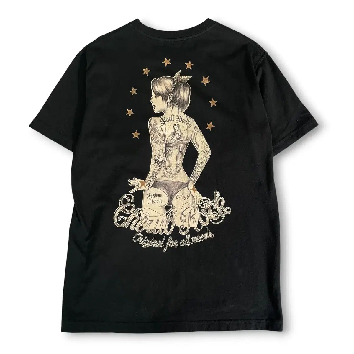 スカルワークス TATTOO Girl バッグプリント 半袖T M