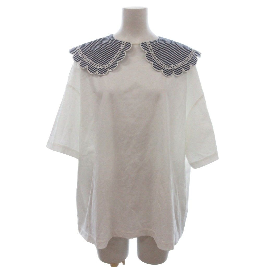 【yori ギンガムカラースカラップカットソー】 ヨリ yori ギンガムスカラップカラーTシャツ カットソー 半袖 YR11