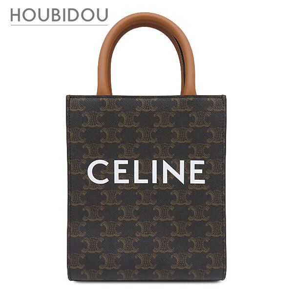 セリーヌ CELINE 2WAYバッグ ミニ バーティカル カバ レザー トリオンフキャンバス タン ゴールド金具 茶 ショルダー ロゴ トリオンフ 194372BZK【中古】