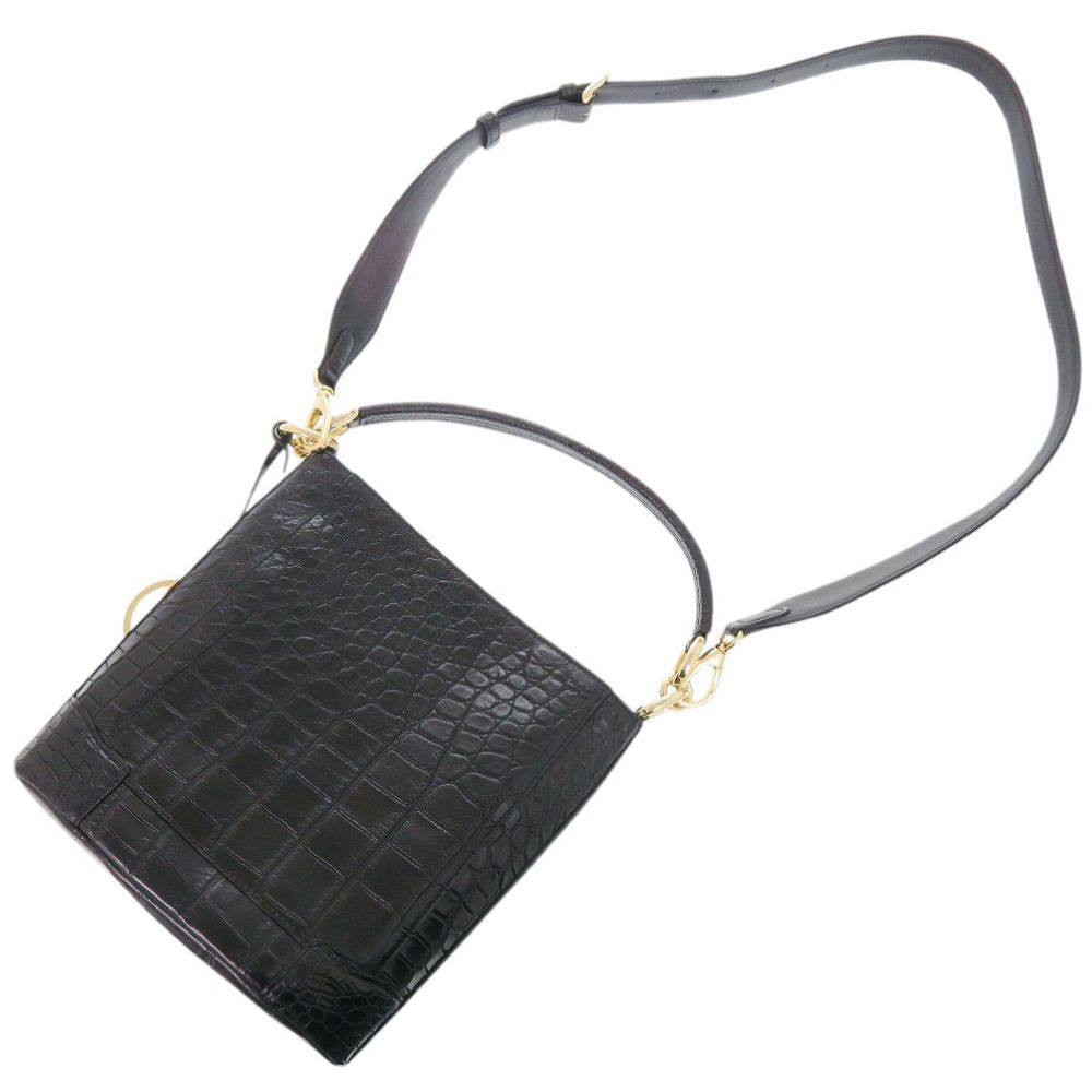 美品 ボーグラン JRA 2WAY クロコダイル ブラック ハンドバッグ 黒