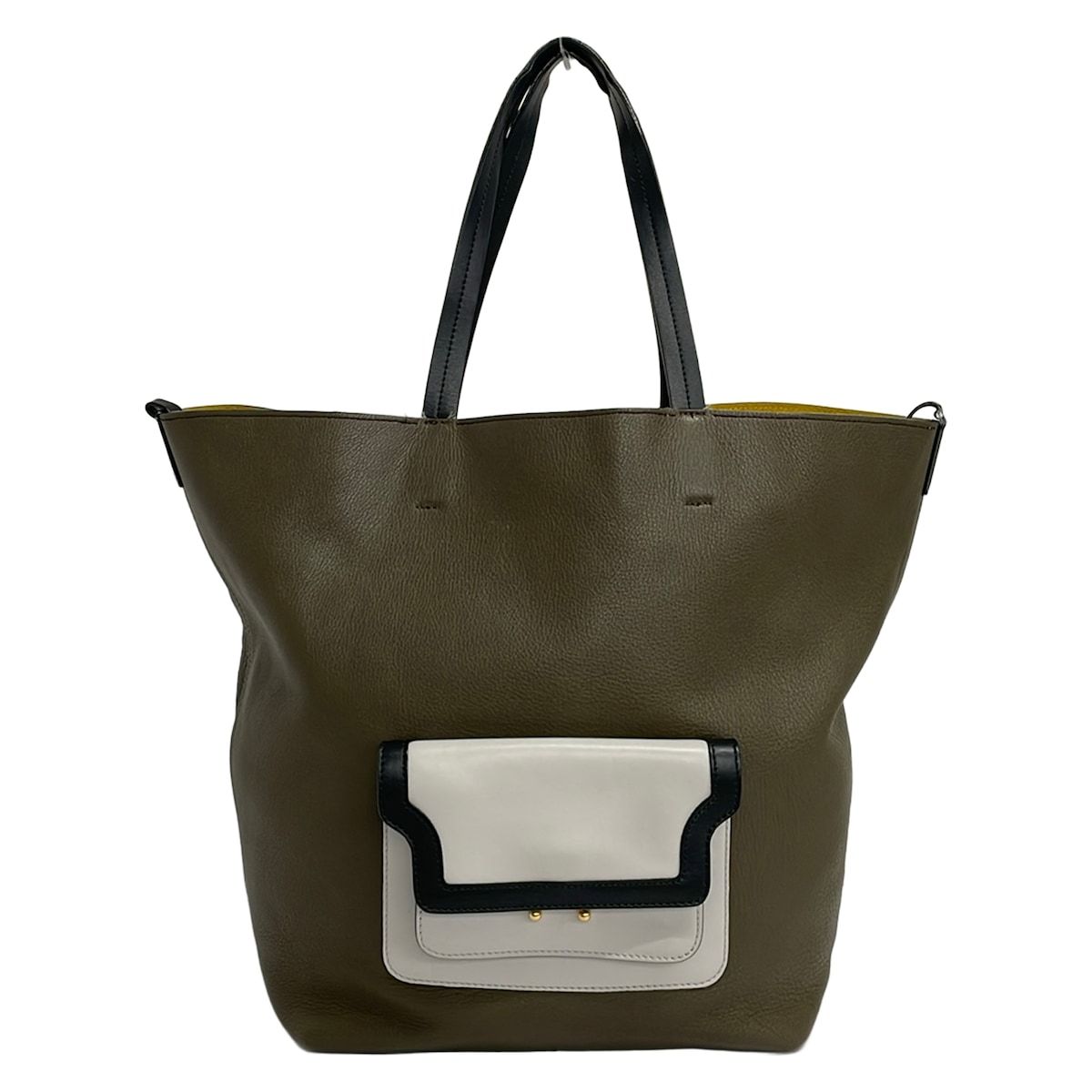 マルニ　トートバッグバッグ　ショルダーバッグ　ダークブラウン MARNI(マルニ) トートバッグ - ダークブラウン×黒×ライトグレー レザー