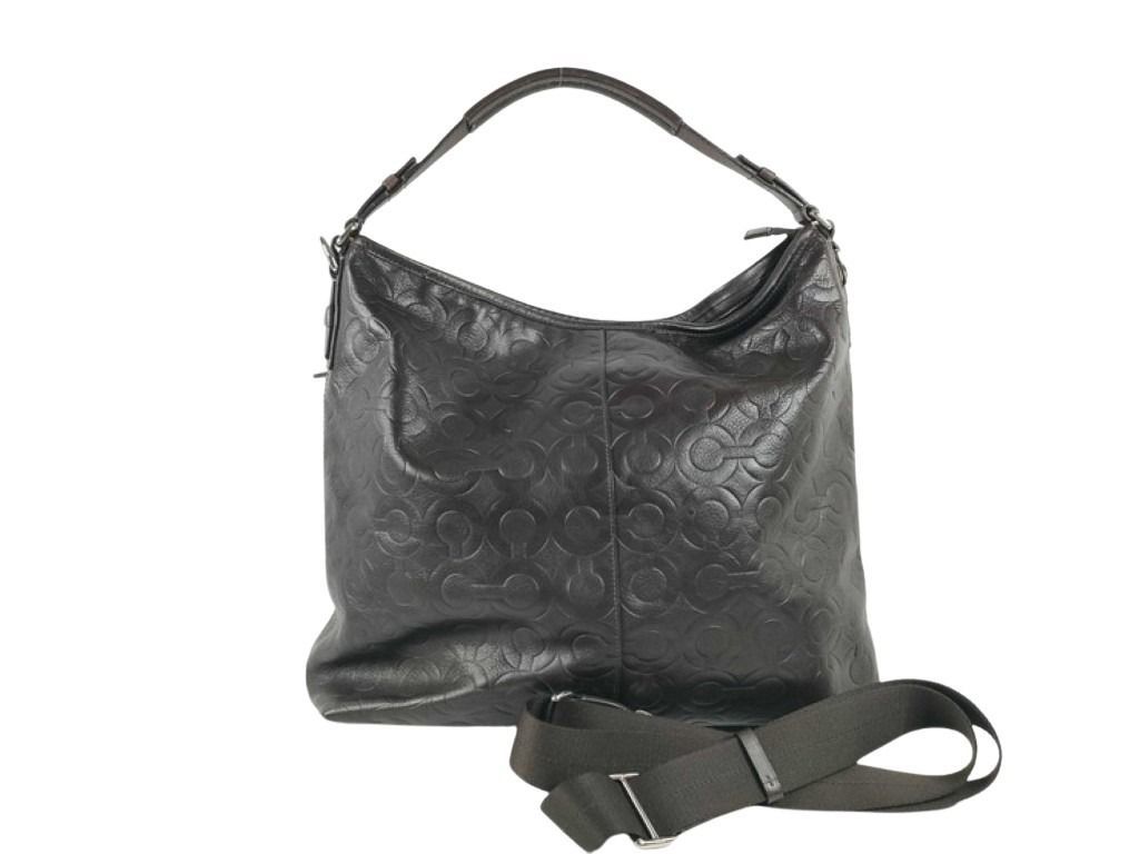 COACH コーチ ショルダーバッグ オプアート 70249 ブラック系 レザー レディース 2WAY 美品