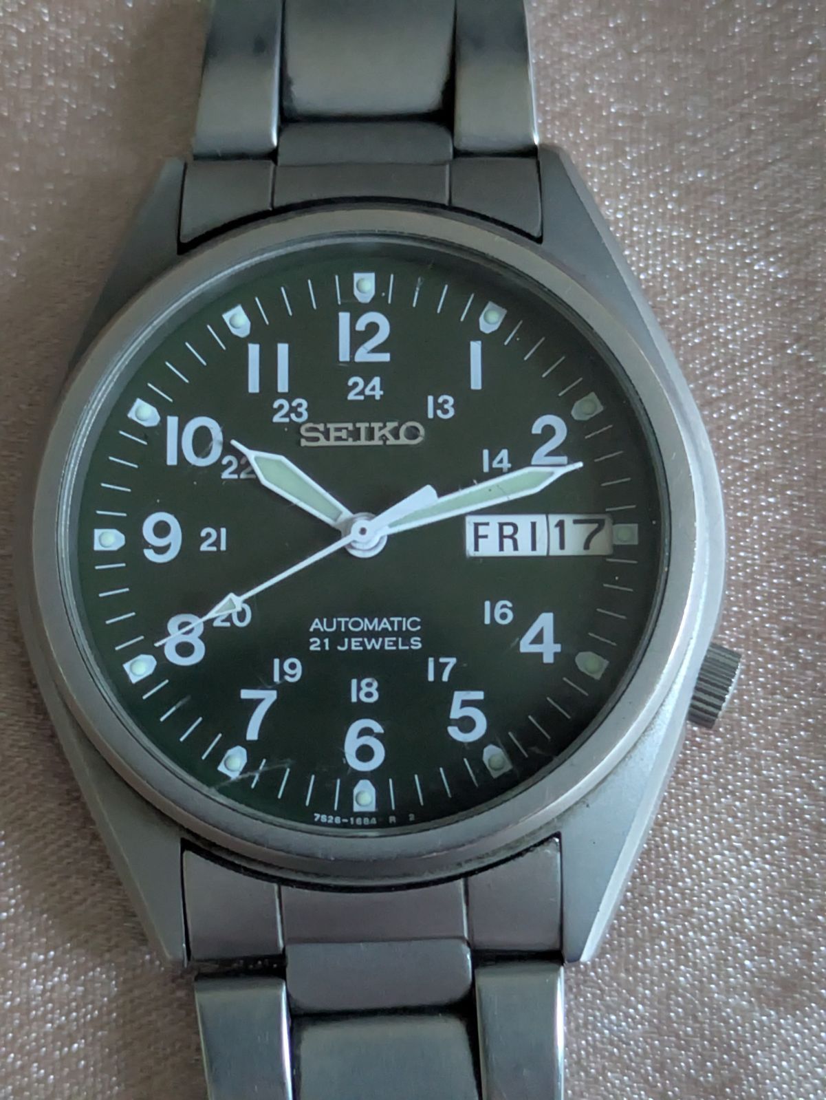 SEIKO セイコー 自動巻き 腕時計 7S26-3060 デイデイト カーキグリーン