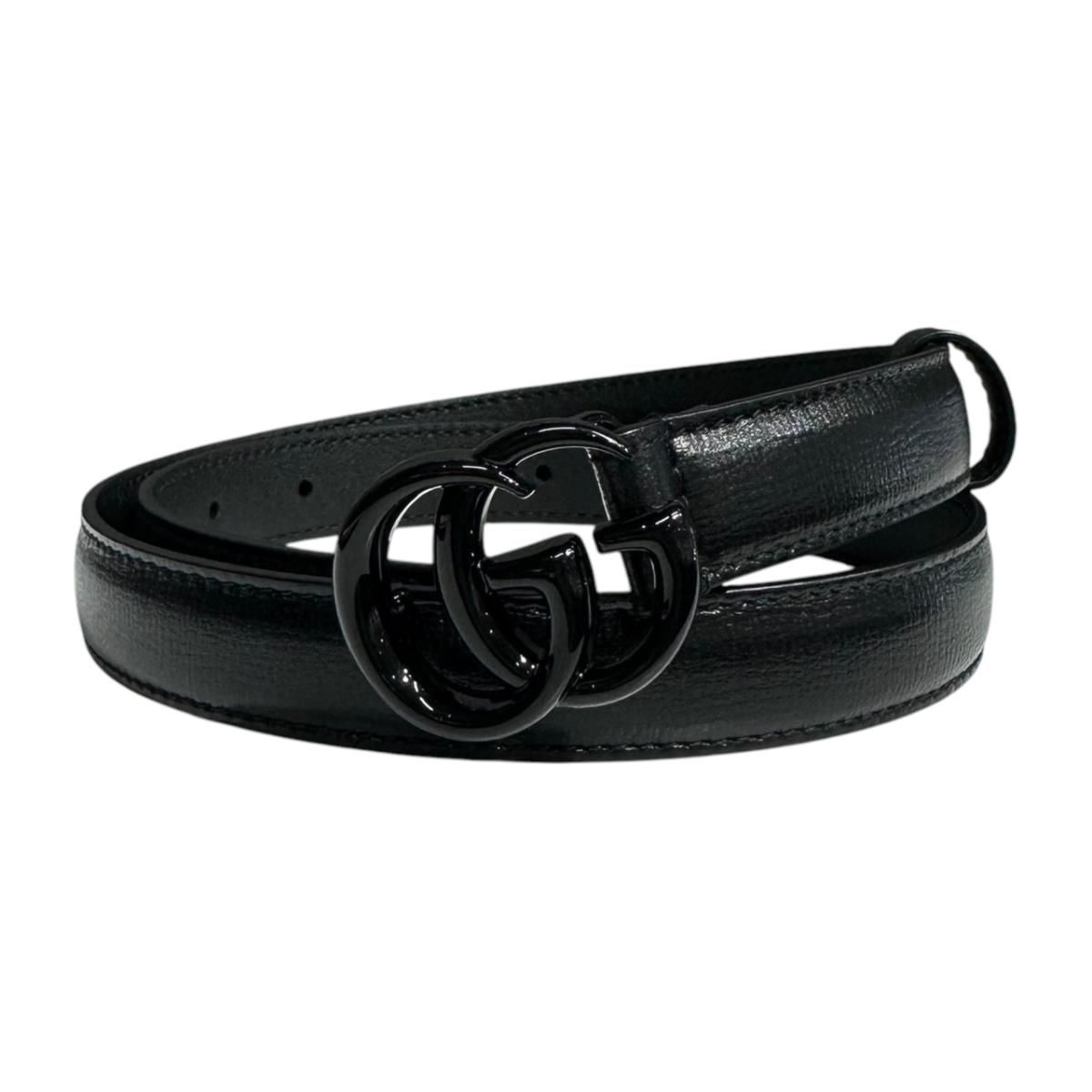 ☆グッチ ベルト ダブルG スリム 409417 レザー ブラック GUCCI 26,276円
