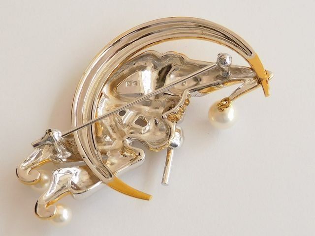 ミキモト MIKIMOTO □ ピエロ パール ブローチ シルバー ゴールド