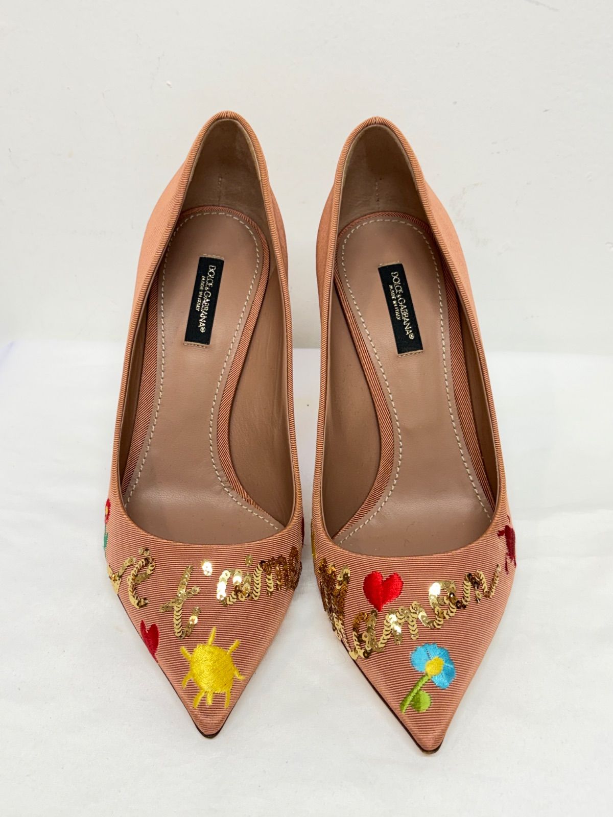 【美品】DOLCE&GABBANA ポインテッドトゥ パンプス 刺繍 38 17,100円
