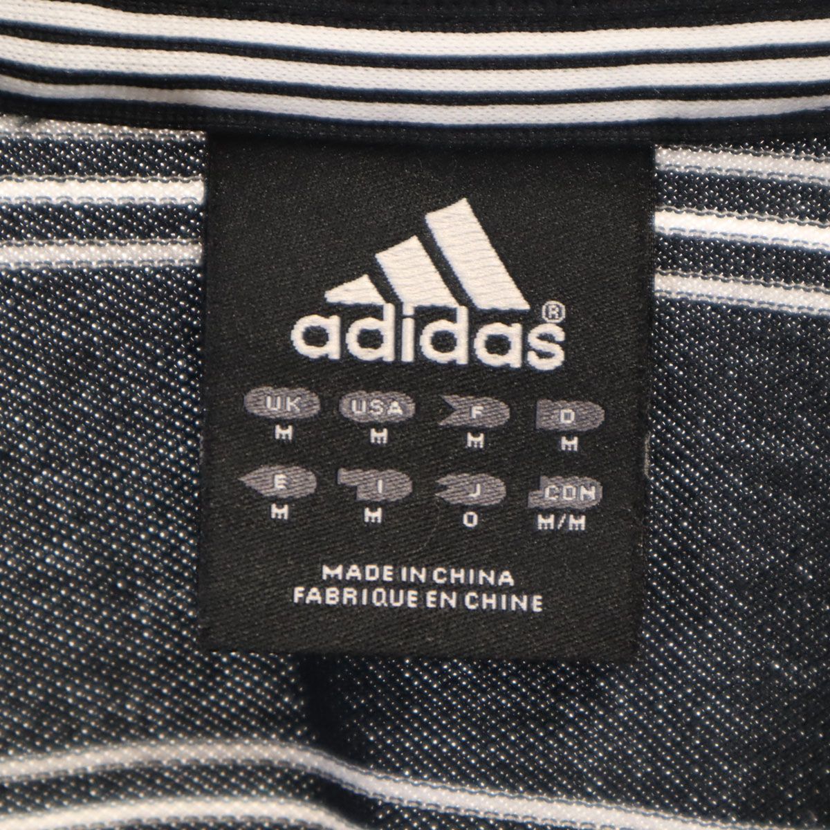 adidas アディダス ボーダー柄 半袖 ポロシャツ O ブラック 鹿の子