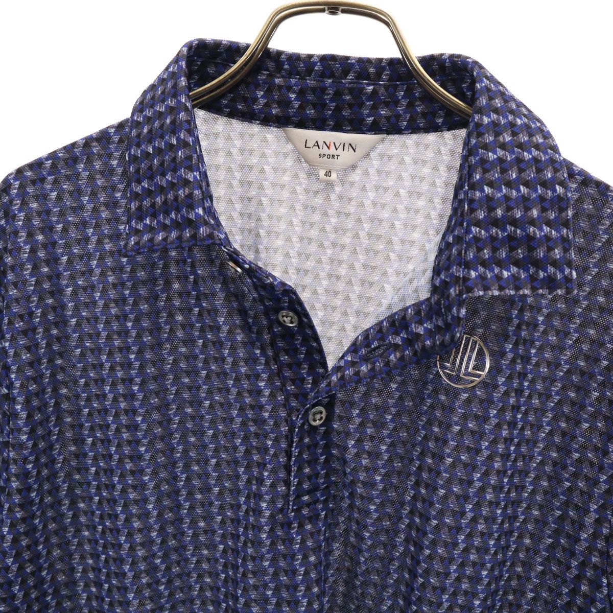 美品 LANVIN SPORT ランバンスポール 総柄 ゴルフ 半袖 ポロシャツ 40