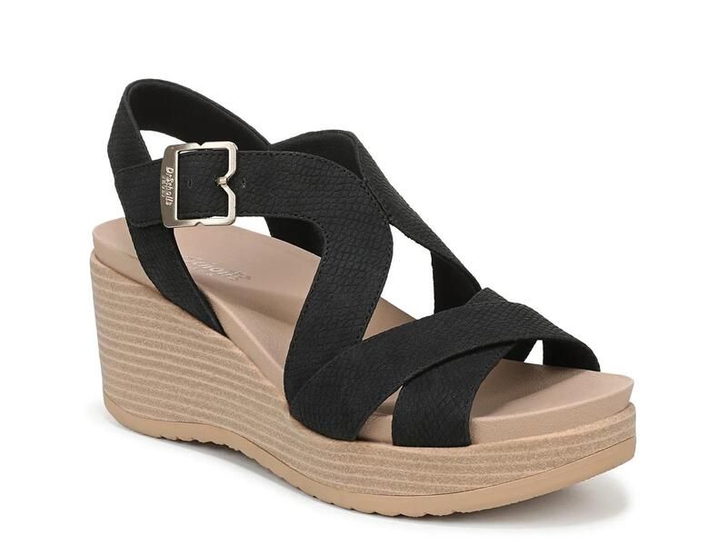ドクター・ショール レディース シューズ サンダル Dr Scholls Cali Beach Wedge Sandal Black Snake Print Synthetic ブラック